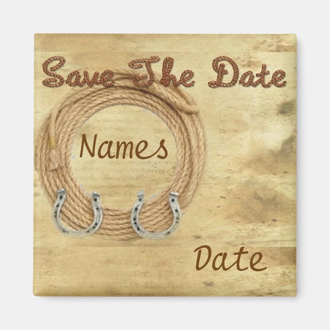 Western Theme Wedding Save the Date Magnete (Vorne)