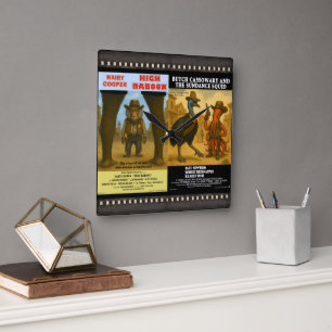 Western-Tierfilm-Plakatparodie Quadratische Wanduhr