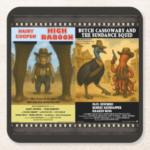 Western-Tierfilm-Plakatparodie Rechteckiger Pappuntersetzer