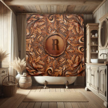 Western-Tooled Leather Print Custom Initial