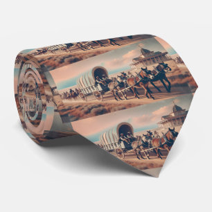 Western-Trail-Ritt Cowboys Wagen im Vintage-Look Krawatte