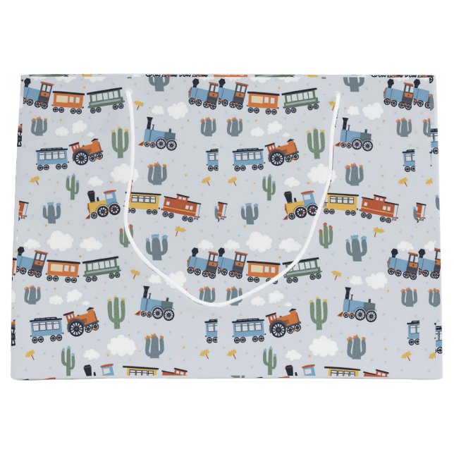 Western Train Adventure - Geschenktasche | Niedlic Große Geschenktüte (Vorderseite)