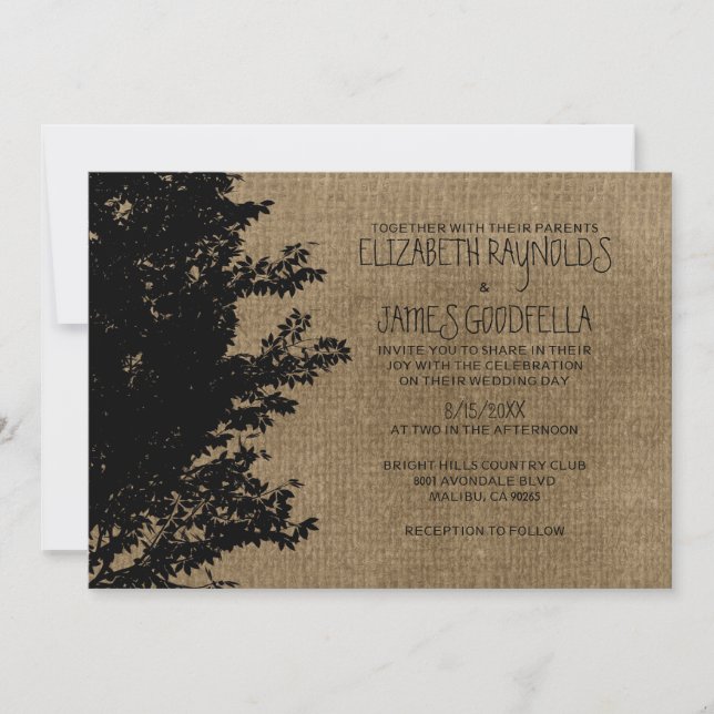 Western Tree Branches Hochzeiten Einladungen (Vorderseite)
