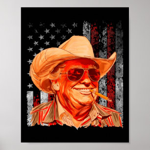 Western Trump Cowboy Amerikaner Vintag Trump USA F Poster