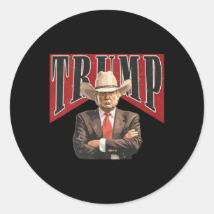 Western Trump Cowboy T-Shirt Nimm Amerika zurück T Runder Aufkleber