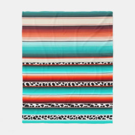 Western Türkis Terracotta Streifen Kuh drucken Fleecedecke