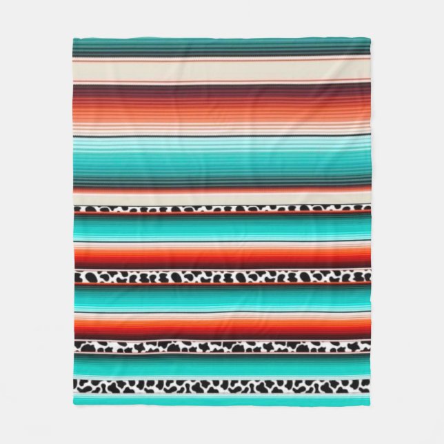 Western Türkis Terracotta Streifen Kuh drucken Fleecedecke (Vorderseite)