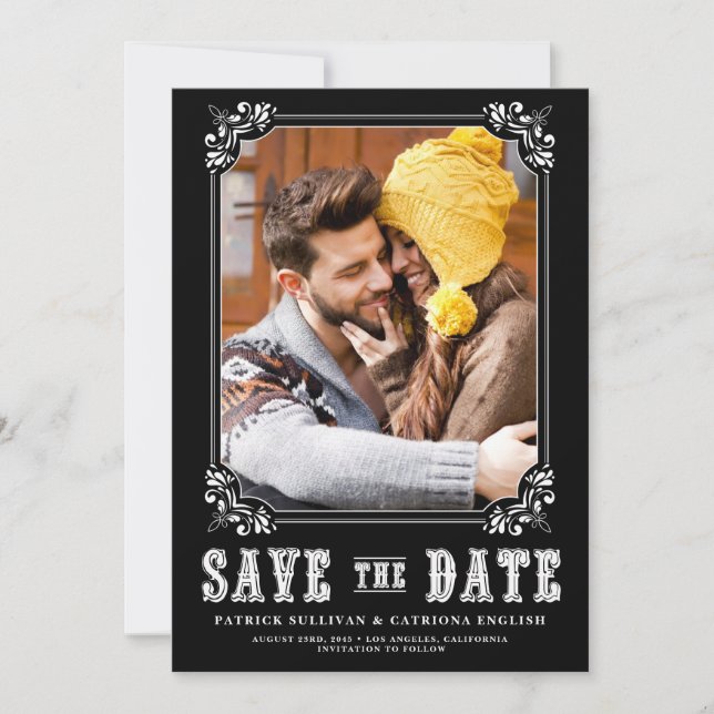 Western Typografie Foto Save The Date (Vorderseite)