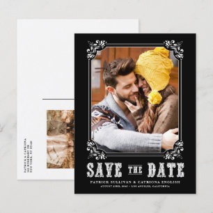 Western Typografie Foto Save the Date schwarz Ankündigungspostkarte