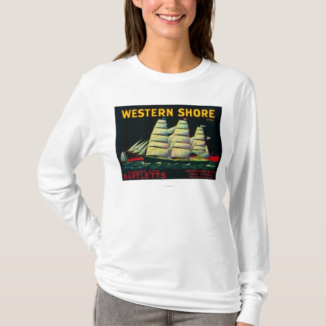 Western-Ufer-Birnen-Kiste LabelHood, CA T-Shirt (Vorderseite)