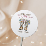 Western und Country Blume Boots Rustikale Hochzeit Runder Aufkleber<br><div class="desc">Western- und Country-Blume stiften Rustikale Hochzeitsticker</div>