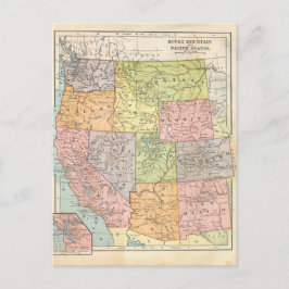 Western United Staaten Vintag Map Postkarte