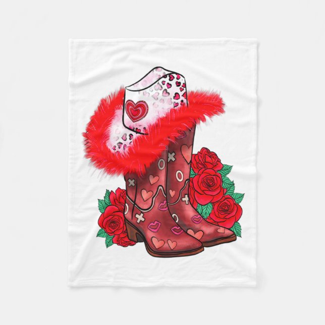 Western Valentines Day Cowgirl Boots Yeehaw Howdy  Fleecedecke (Vorderseite)