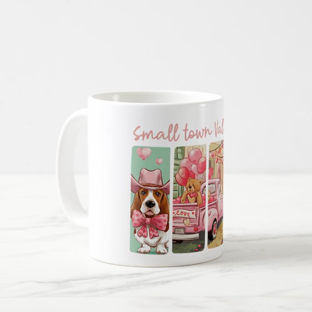 Western Valentins Romantik mit Basset Hound Kaffeetasse (Vorderseite Links)
