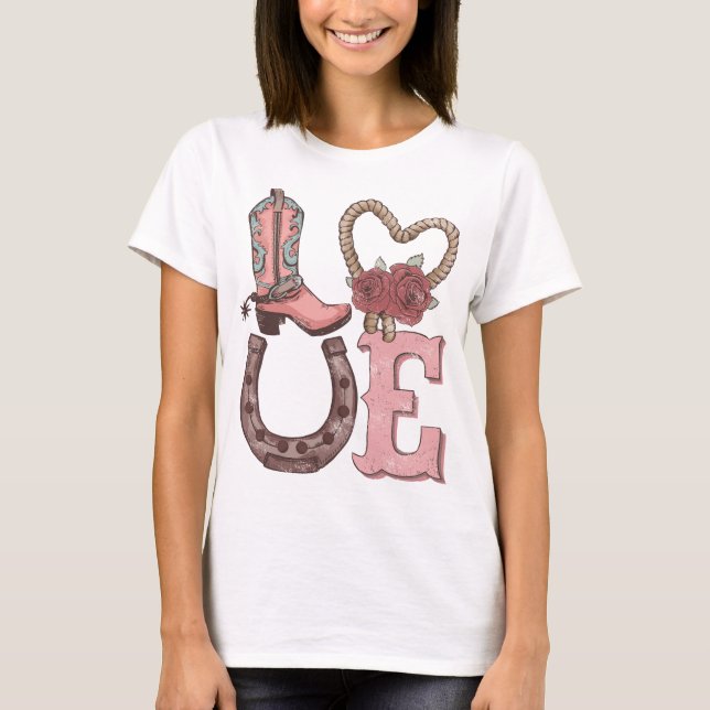 Western Valentinstag Liebe T-Shirt (Vorderseite)