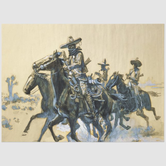 Western "Vaqueros" Art von Charles M. Russell Seidenpapier (Vorderseite)
