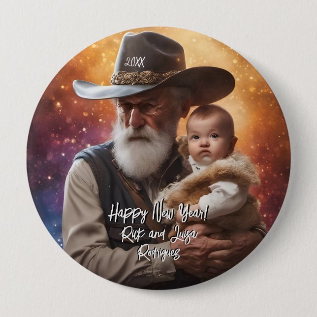 Western Vaterzeit und Baby Neujahr Button (Vorderseite)