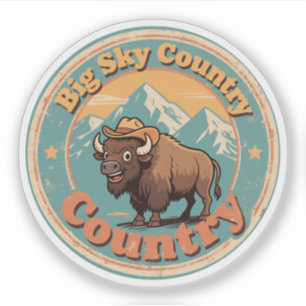 Western Vibe Montana Bison Cowboy im Vintage-Stil Aufkleber