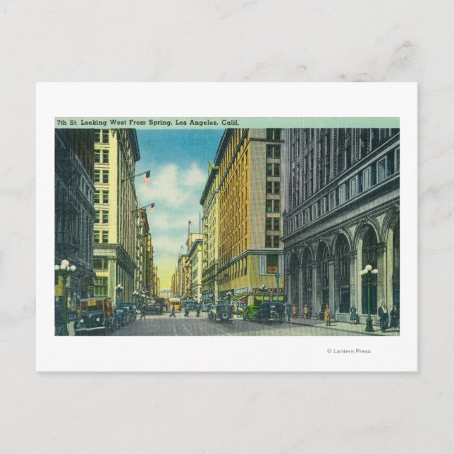 Western View 7th Street von der Spring Street Postkarte (Vorderseite)