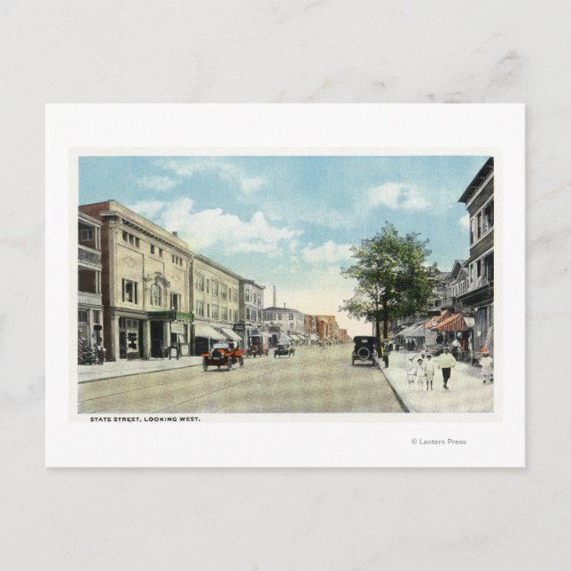 Western View of Staat Street Postkarte (Vorderseite)