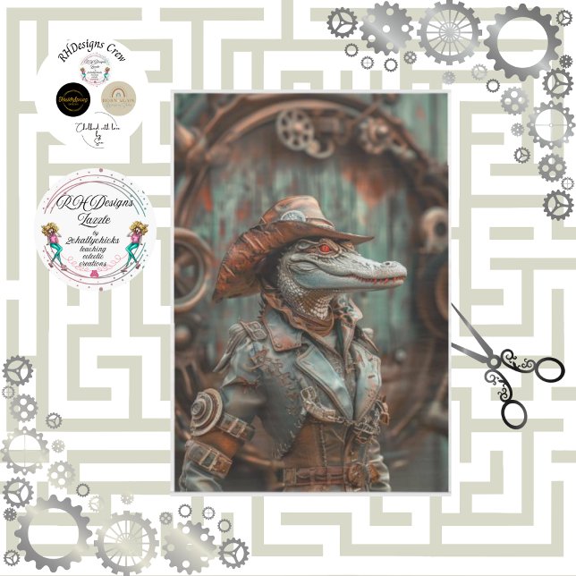 Western Viktorianisch Steampunk Lady Gator Decoupa Seidenpapier (Von Creator hochgeladen)