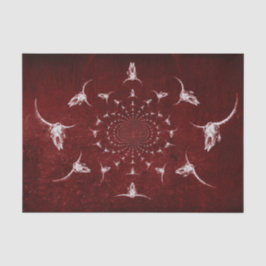 Western Vintag Burgundy Rust Texture Bull Skull Seidenpapier