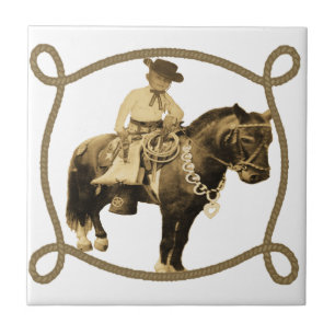 Western Vintag Cowboy auf Pferd Fliese