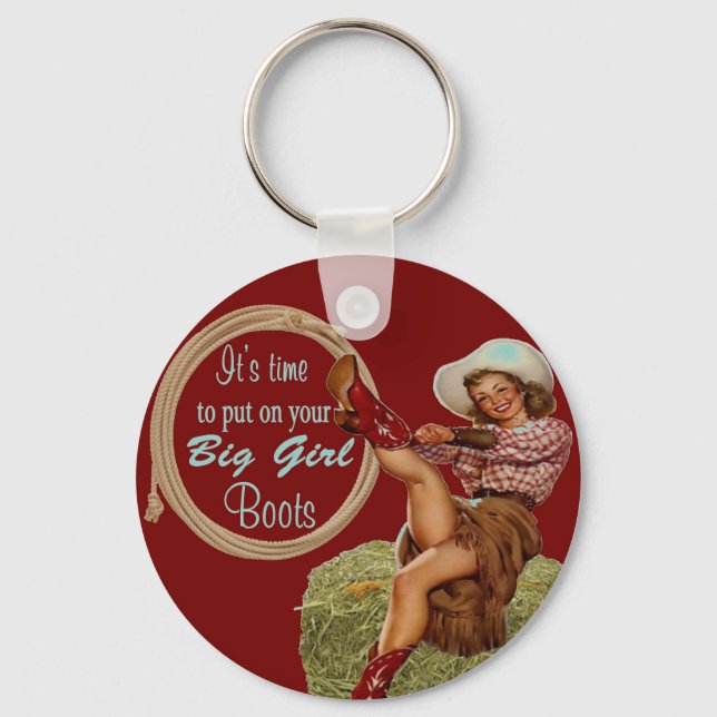 Western Vintag Cowgirl Big Girl Stiefel Schlüsselanhänger (Vorderseite)