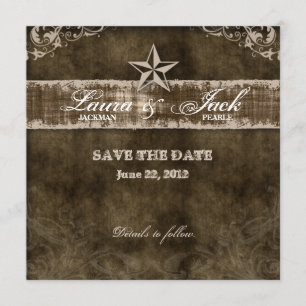 Western Vintag Save the Date Karte Beige Star