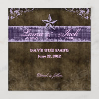 Western Vintag Save the Date Karte Lila Star