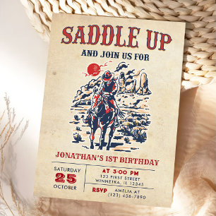 Western Vintag Wüste Erste Rodeo 1. Geburtstag Einladung