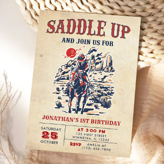 Western Vintag Wüste Erste Rodeo 1. Geburtstag Einladung