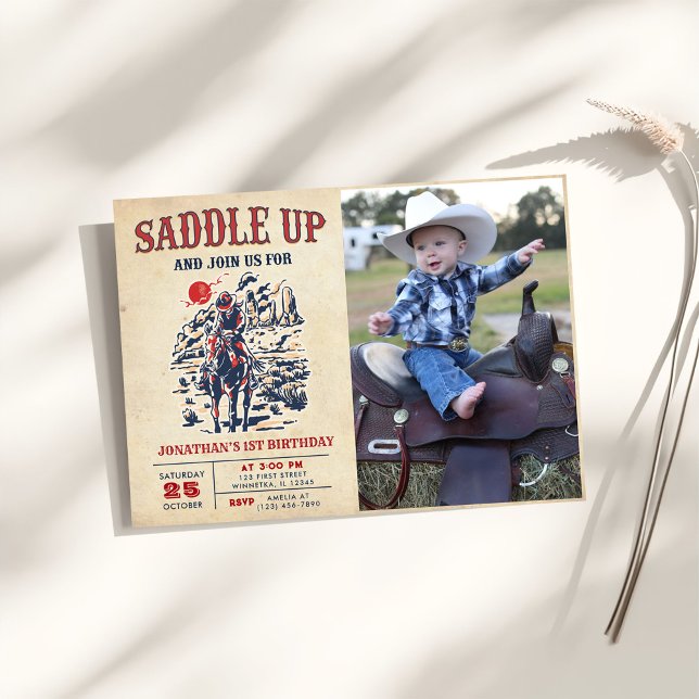 Western Vintag Wüste Erste Rodeo 1. Geburtstag Einladung (Von Creator hochgeladen)