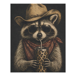 Western-Vintage-Geschenk für Waschbärenliebhaber Fotodruck