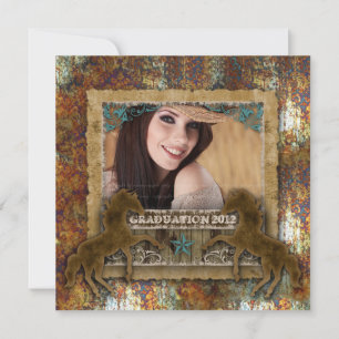 Western Vintage Grad Foto-Karte Damaskus Pferd Rus Einladung