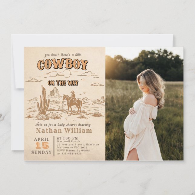 Western Vintage Rodeo Baby Shower Invitation  Einladung (Vorderseite)