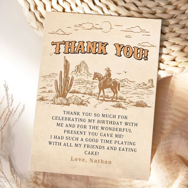 Western Vintage Rodeo Cowboy Dankeskarte (Von Creator hochgeladen)