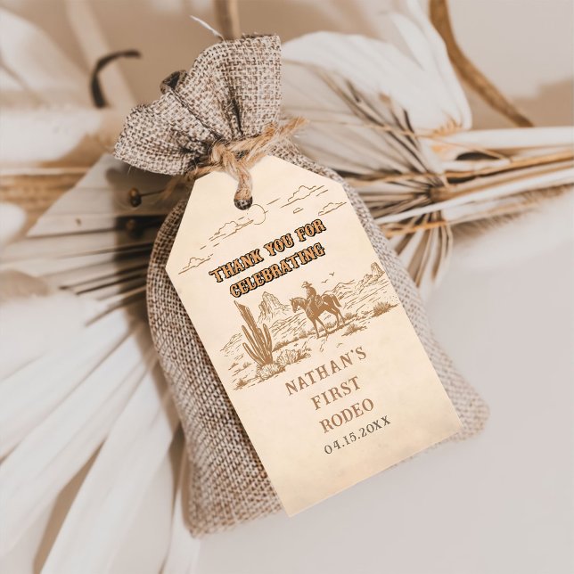 Western Vintage Rodeo Cowboy Gift Tag Geschenkanhänger (Von Creator hochgeladen)