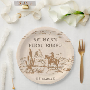 Western-Vintage-Rodeo-Geburtstagspapierplatte Pappteller