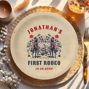 Western Vintage Wüsten Erstes Rodeo 1. Geburtstag Pappteller