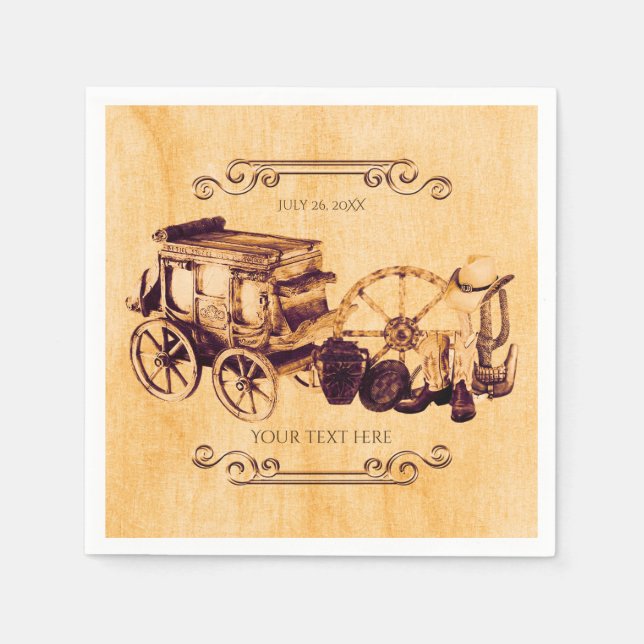 Western Vintages Land Elegante Hochzeit Serviette (Vorderseite)