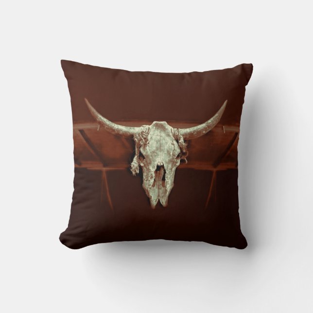 Western von Bull Skull Brawn Kissen (Vorderseite)