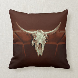 Western von Bull Skull Brawn Kissen