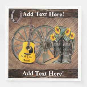 Western Wagon Wheel Gitarre Cowboy Stiefel Sonnenb Serviette