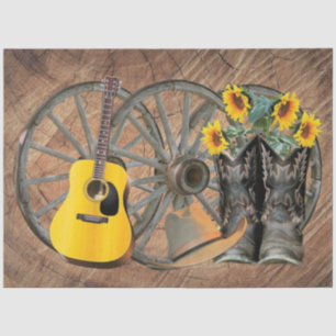 Western Wagon Wheel Guitar Cowboy Stiefel Sonnenbl Seidenpapier
