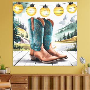 Western Wall Art Deco Cowboy Boots Country Leinwanddruck