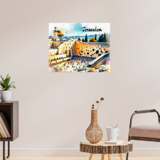 Western Wall Kotel Aquarellkunst Poster