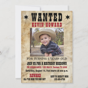 Western-Wanted-Poster-Birthday Einladung