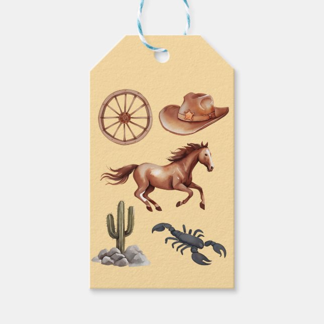 Western Wasserfarbe Kunst Geschenkanhänger (Vorderseite)