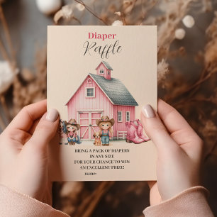 Western Watercolor Baby Girl Diapper Raffle Begleitkarte